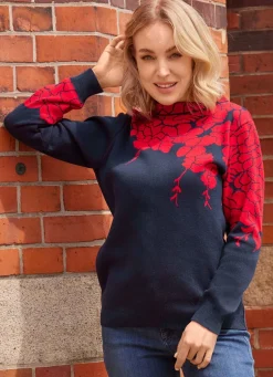 Pullover mit floralen Jacquardakzenten