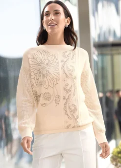Pullover mit floraler Strasszier