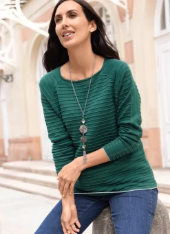 Pullover mit Glitzereffekt an den Rollkanten