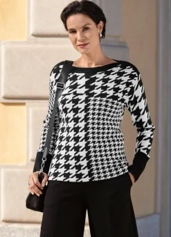 Pullover mit Hahentrittmuster
