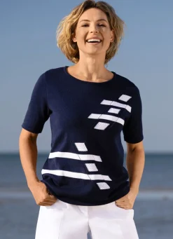 Pullover mit Intarsien-Vorderteil