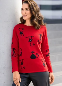 Pullover mit Katzenmotiven