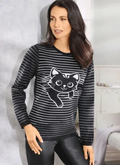 Pullover mit niedlichem Katzenmotiv