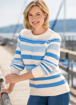 Pullover mit Ringeln in Strukturmix