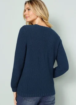 Pullover mit Schal in Grobstrick