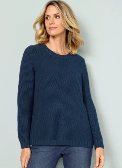 Pullover mit Schal in Grobstrick