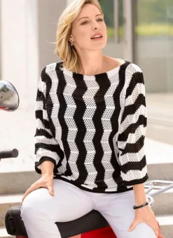 Pullover mit streckendem Wellendessin