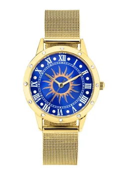 Quartz-Damenuhr Sonne mit weißen Kristallakzenten