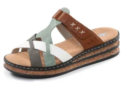 Rieker, leichte Damen-Pantoletten, mit Klettverschluss