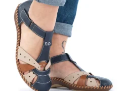 Rieker, leichte Damen-Sandalen, Weite G, mit Klettverschluss