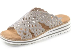 Rieker, schicke Damen-Pantoletten, mit luftigen Durchbrüchen