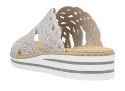 Rieker, schicke Damen-Pantoletten, mit luftigen Durchbrüchen