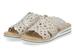 Rieker, schicke Damen-Pantoletten, mit luftigen Durchbrüchen