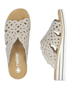 Rieker, schicke Damen-Pantoletten, mit luftigen Durchbrüchen