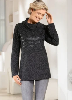 Rollkragenshirt mit Kontrastdruck