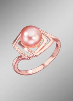 Rosevergoldeter Damenring mit Süßwasser-Zuchtperle