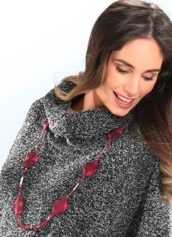 Samtrote Halskette mit Karabiner