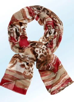 Schal mit Streifen und Raubtierfell-Dessin