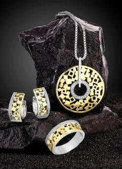 Schicke Klappcreolen in Bicolor mit Zirkonia