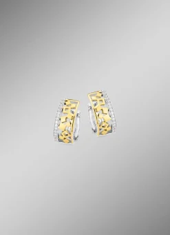 Schicke Klappcreolen in Bicolor mit Zirkonia