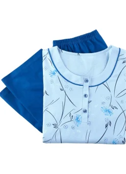 Schlafanzug, Langarm mit Knopfleiste