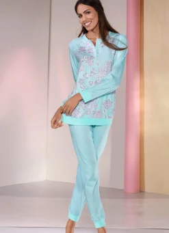 Schlafanzug, langarm mit Knopfleiste