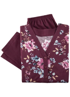 Schlafanzug mit Blende und Knopfleiste sowie langen Ärmeln