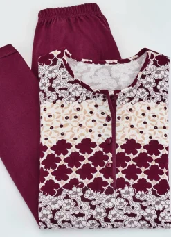 Schlafanzug mit 7/8-langer Hose und Bordürendruck