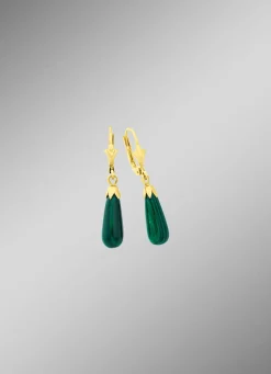 Schlichte Ohrhänger mit echt Malachit