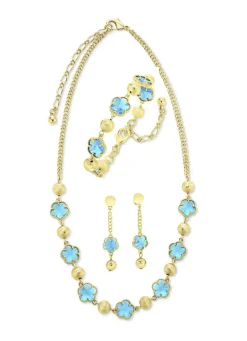 Schmuckset, 3-teilig, im Blumendesign