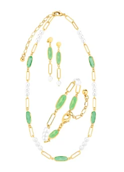 Schmuckset, 3-teilig, aus Messing mit Kristallsteinen