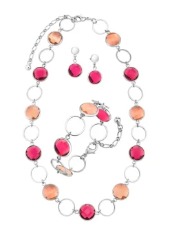 Schmuckset, 3-teilig, mit Kristallsteinen