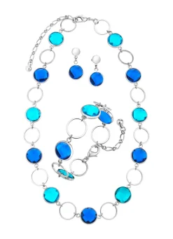 Schmuckset, 3-teilig, mit Kristallsteinen
