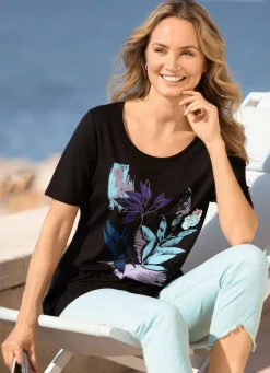 Schwarzes Shirt mit Kontrastdruck