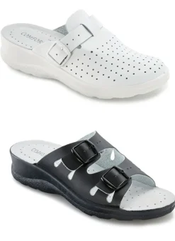 Set: Pantolette in Schwarz und Clog in Weiß