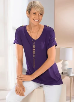 Shirt mit abgerundetem V-Ausschnitt in 2 Farben