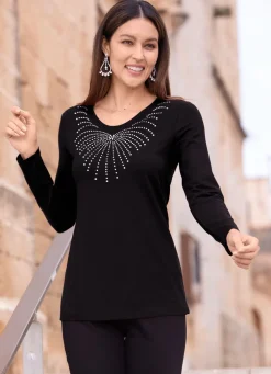 Shirt mit abgerundetem V-Ausschnitt in 4 Farben