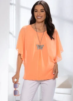 Shirt mit Chiffon-Überwurf in 2 Farben