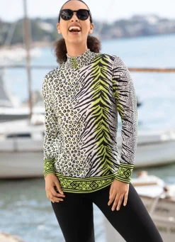 Shirt mit farbbrillantem Allover-Dessin in 2 Farben