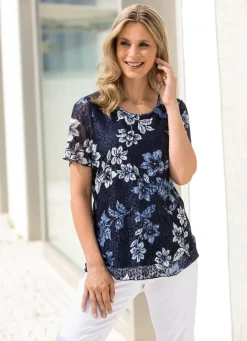 Shirt mit floralem Allover-Dessin in 2 Farben