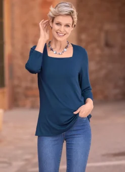 Shirt mit flottem Karreè-Ausschnitt in 3 Farben