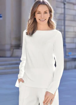 Shirt mit geschlitzten langen Ärmeln in 2 Farben