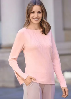 Shirt mit geschlitzten langen Ärmeln in 2 Farben