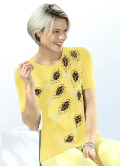 Shirt mit interessantem Blätterdruck in 2 Farben