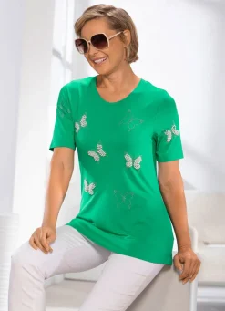 Shirt mit interessanter Perlen- und Strasszier in 2 Farben