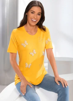 Shirt mit interessanter Perlen- und Strasszier in 2 Farben