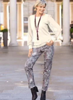 Shirt mit langen, plissierten Chiffonärmeln