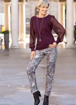 Shirt mit langen, plissierten Chiffonärmeln