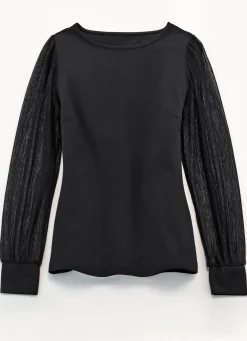 Shirt mit langen, plissierten Chiffonärmeln