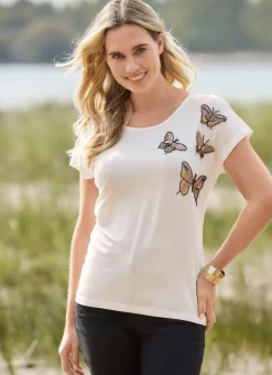 Shirt mit Perlenapplikation